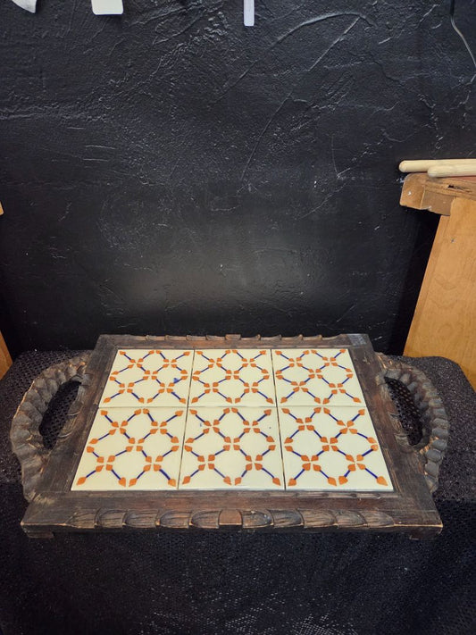 Vintage Mid Century Mexican Tile Serving Tray