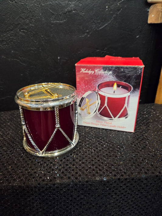 Vintage Godinger Silver Plated Drum Pillar Candle Holder