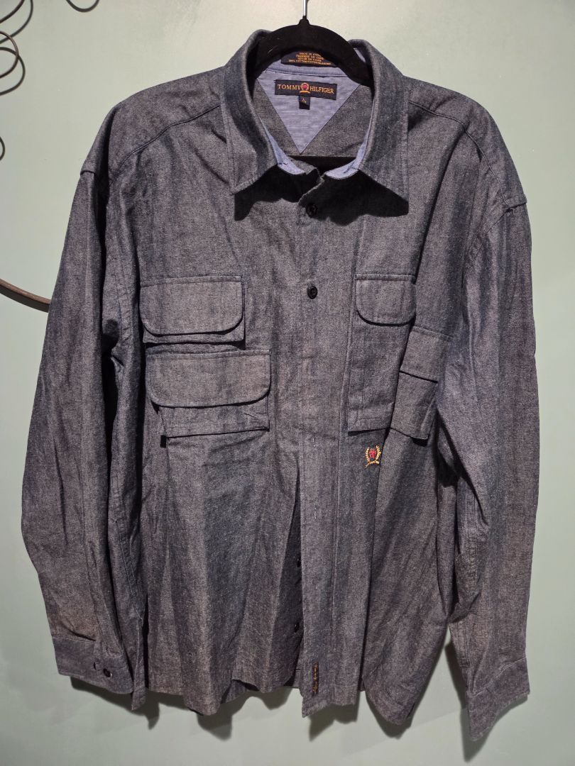 Tommy Hilfiger Blue Denim Utility 4 Pocket Shirt (sz L)