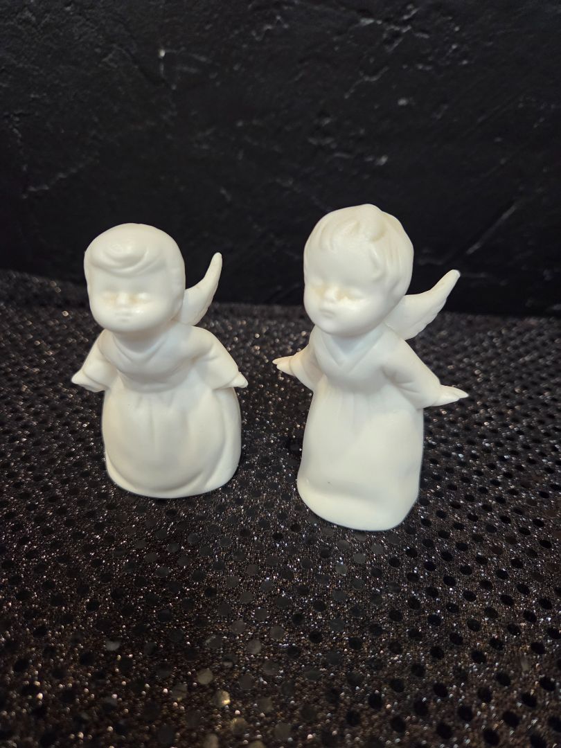 2 Vintage Kissing Angel Figurines Porcelain Schmid Bros Japan