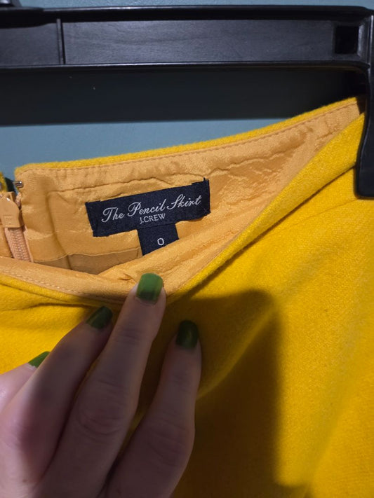 J.Crew The Pencil Skirt Yellow (sz 0)
