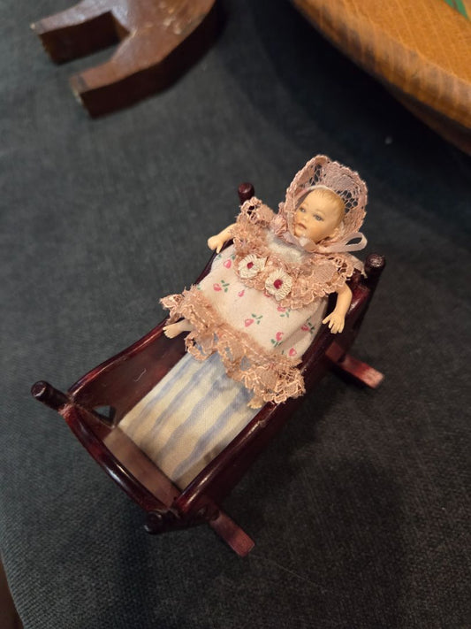 Vintage Baby and Cradle Mini