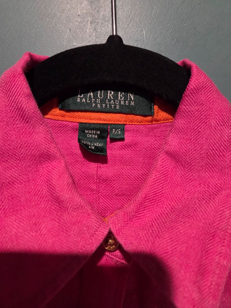 Lauren Ralph Lauren Petite Linen Hot Pink Button Down (sz SP)