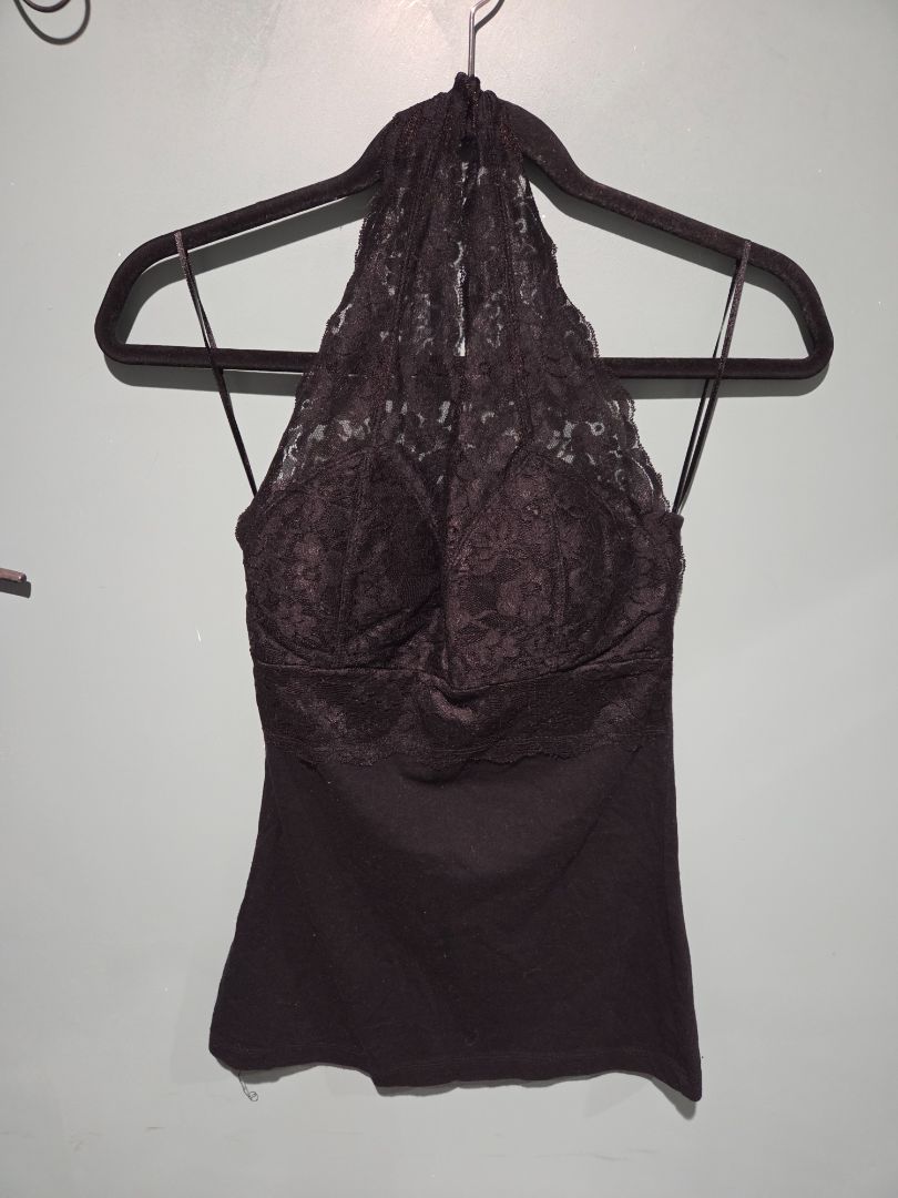 Bozzolo Black Lace Halter Top (sz M)