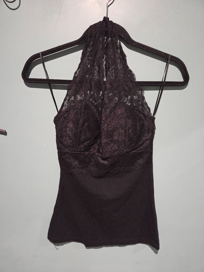 Bozzolo Black Lace Halter Top (sz M)