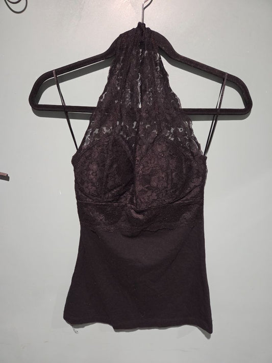 Bozzolo Black Lace Halter Top (sz M)
