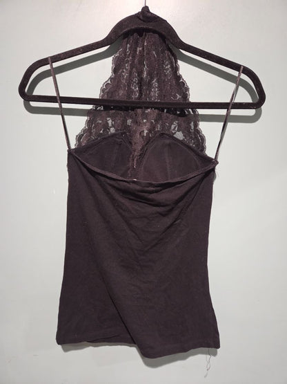 Bozzolo Black Lace Halter Top (sz M)