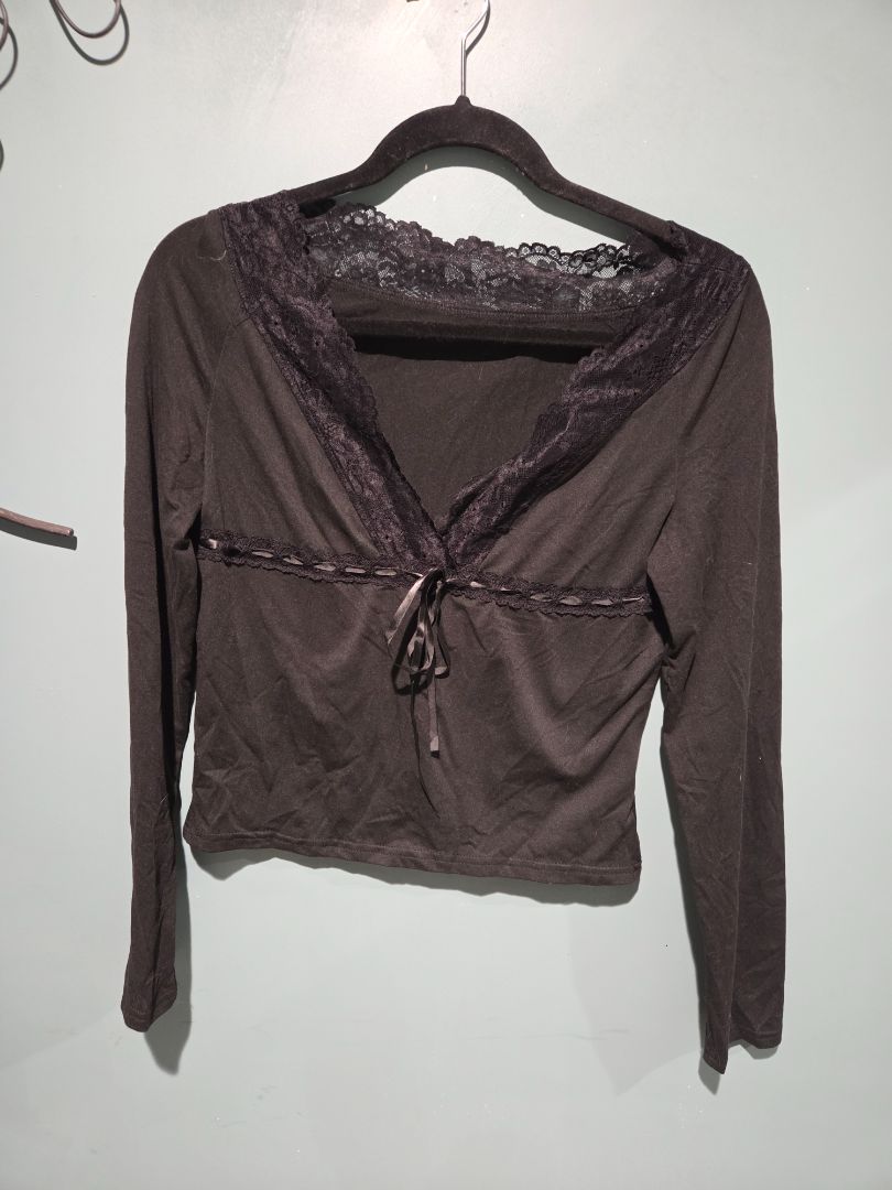 Shein Black Lace Long Sleeve Top