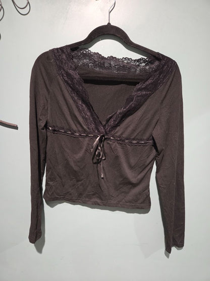 Shein Black Lace Long Sleeve Top
