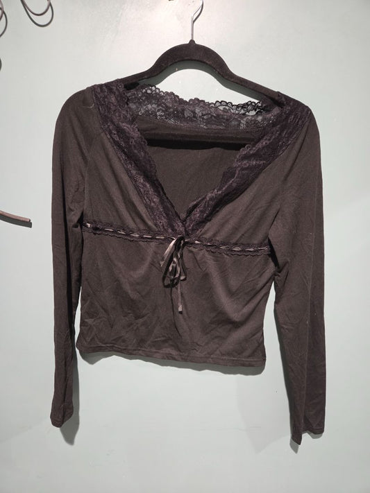 Shein Black Lace Long Sleeve Top