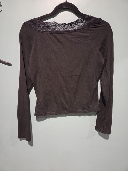 Shein Black Lace Long Sleeve Top