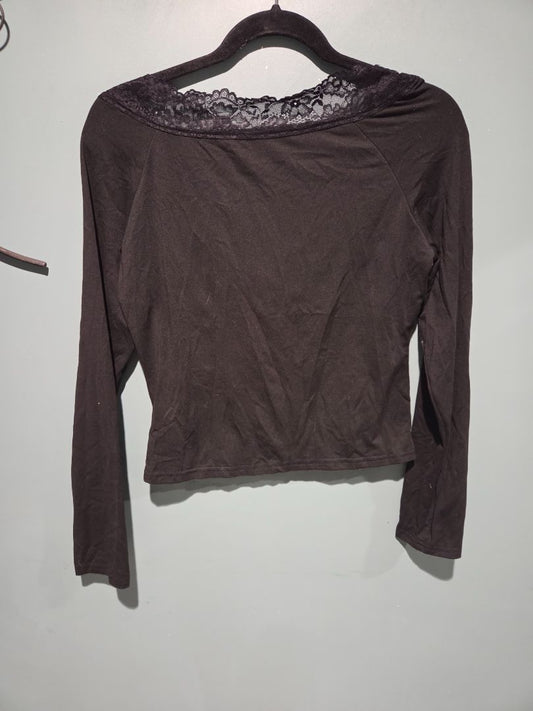 Shein Black Lace Long Sleeve Top