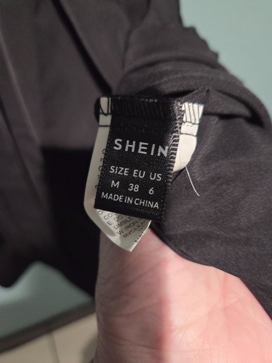 Shein Black Puff Sleeve Dress Tie in Front (sz M)