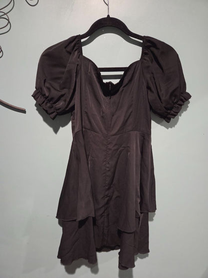 Shein Black Puff Sleeve Dress Tie in Front (sz M)