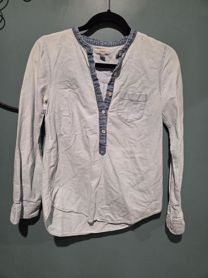 J.Crew Chambray Popover shirt Collarless (sz 2)