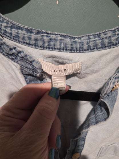 J.Crew Chambray Popover shirt Collarless (sz 2)