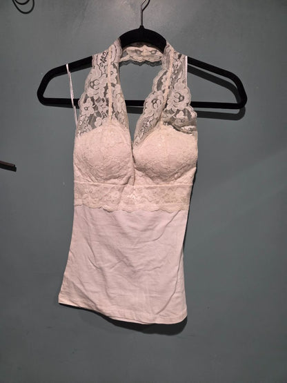 Bozzolo White Lace Halter Top