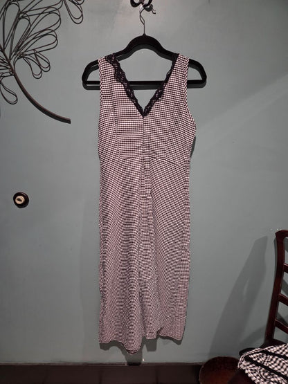 Shein Deep V-Neck Gingham and Lace Dress (sz L)