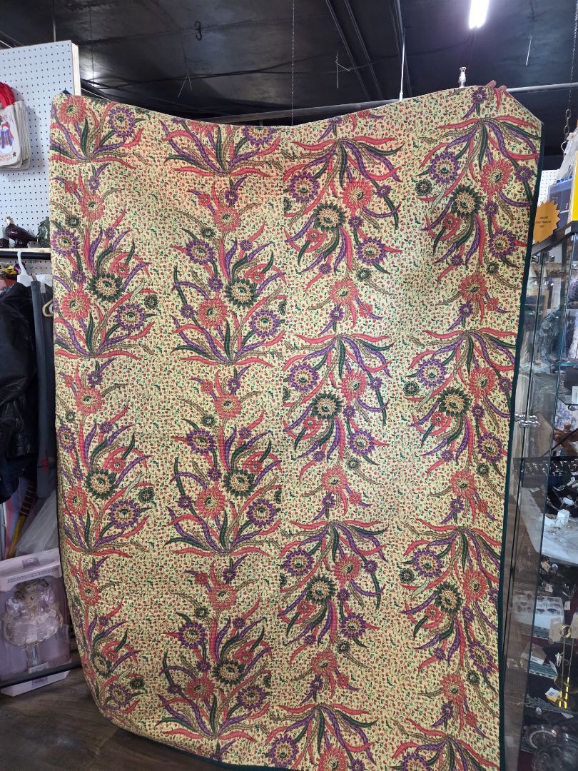 Hand made quilt palm trees and birds 64x86