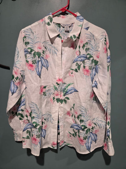 Women's Tommy Bahama Floral Linen Top Long Sleeve (sz L)
