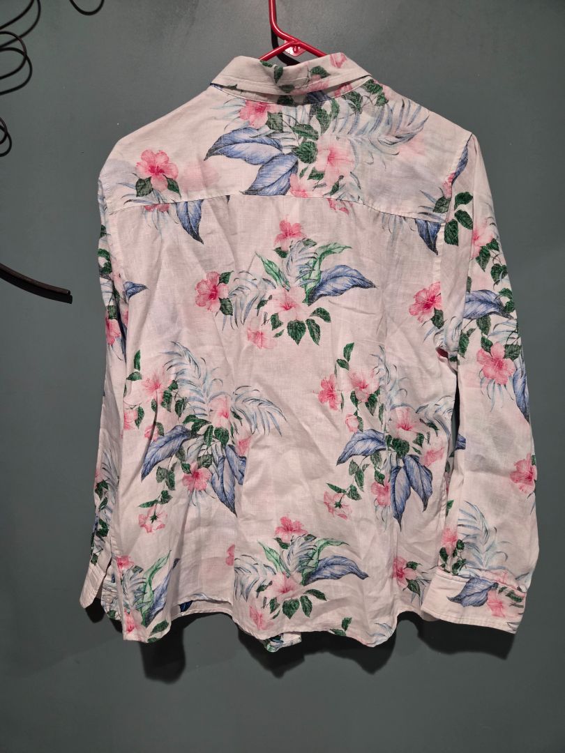 Women's Tommy Bahama Floral Linen Top Long Sleeve (sz L)