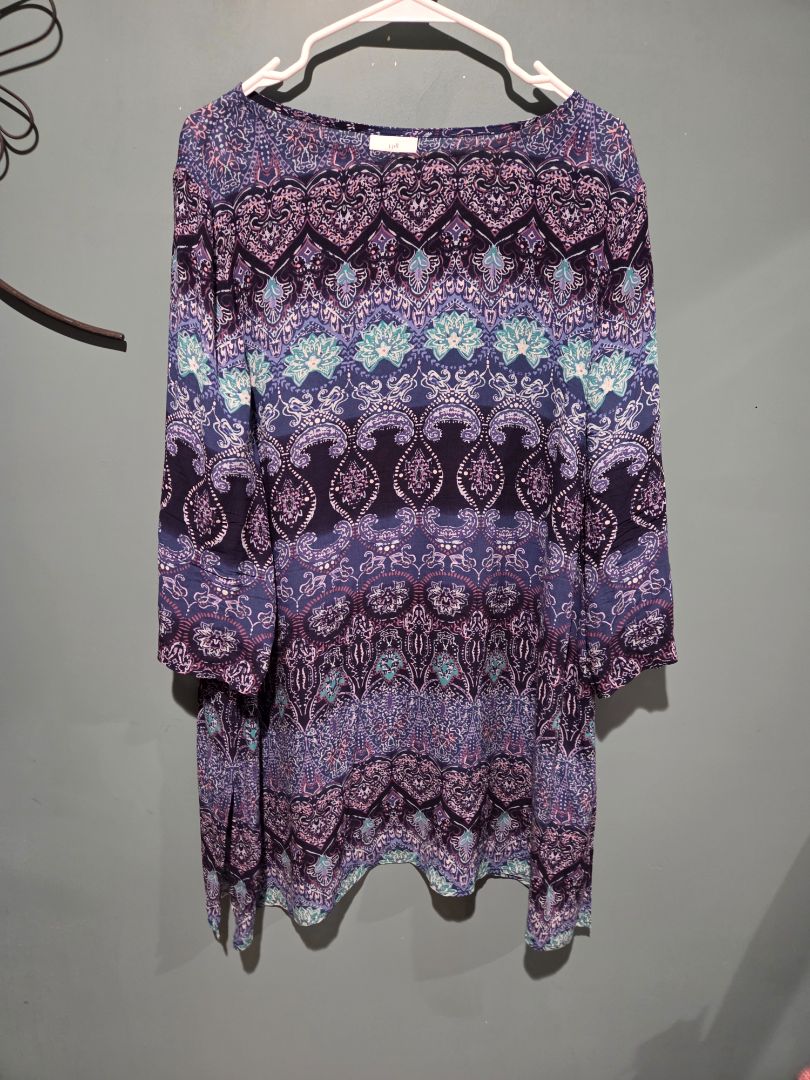 J.Jill Women's Purple/Blue/Teal Flower top (sz 1x)