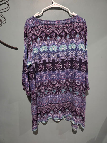 J.Jill Women's Purple/Blue/Teal Flower top (sz 1x)