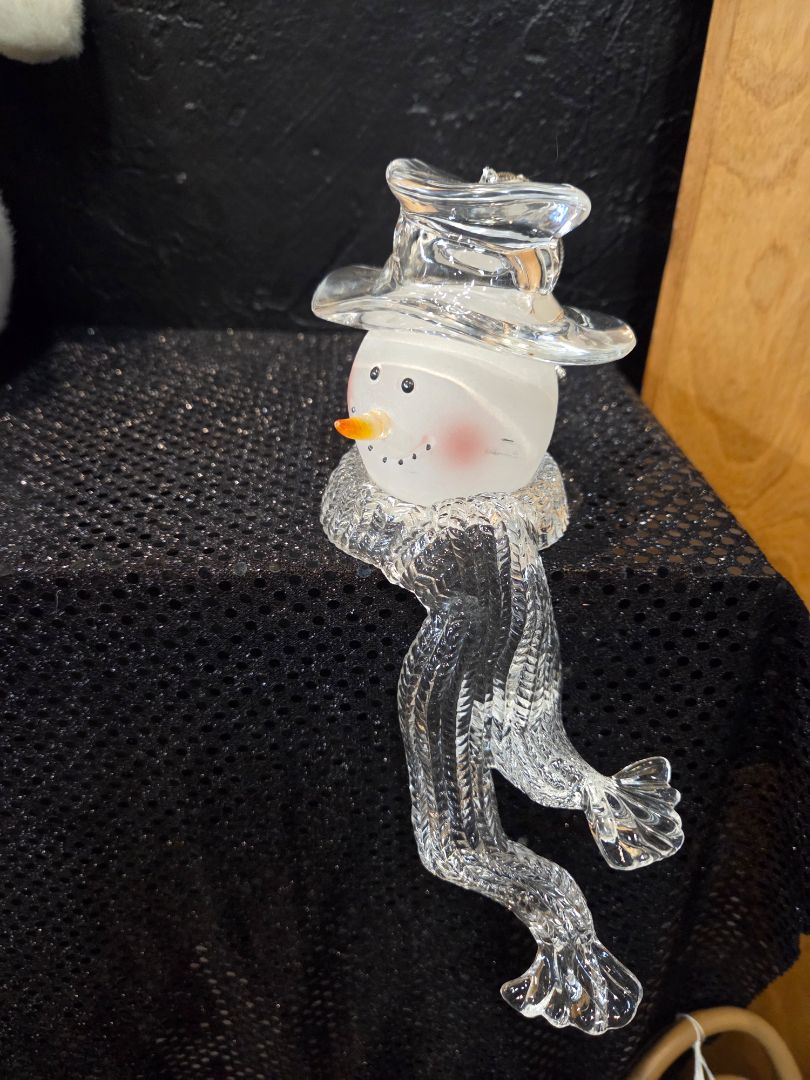 Crystal Snowman Head with Scarf Hanging Ornament