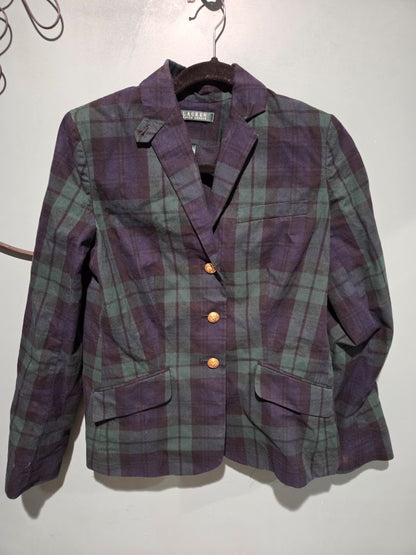 Vintage Ralph Lauren 98% Cotton Green Tartan Plaid (sz 6)