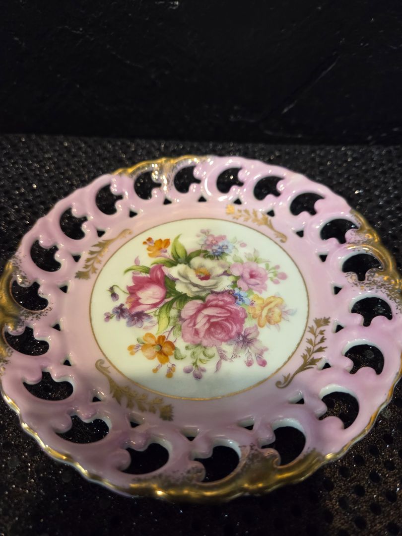 Royal Sealy 3 Foot Pink Lusterware Teacup and Saucer