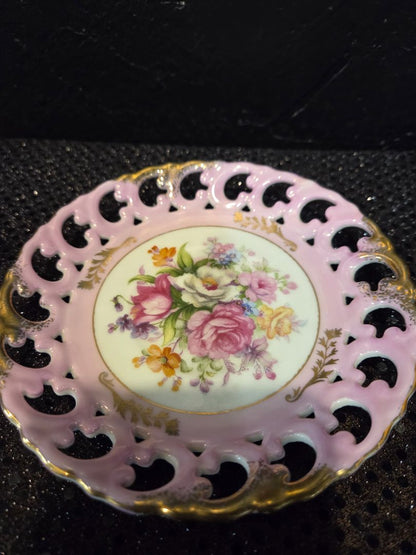 Royal Sealy 3 Foot Pink Lusterware Teacup and Saucer