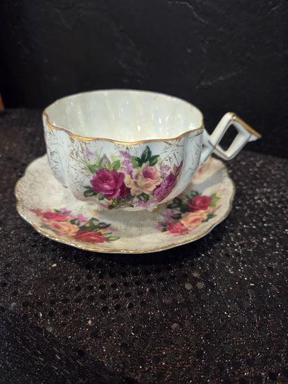 Vintage Napco Rose Blossoms Teacup and Saucer