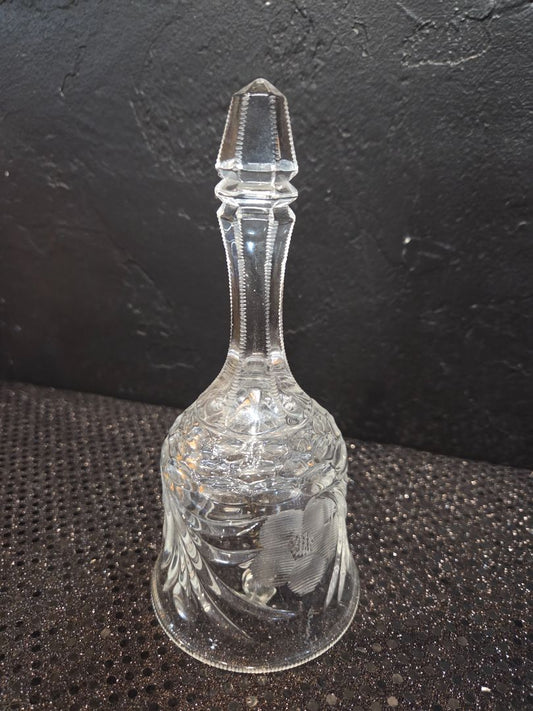 Vintage Lead Cut Crystal Hand Bell Etched floral