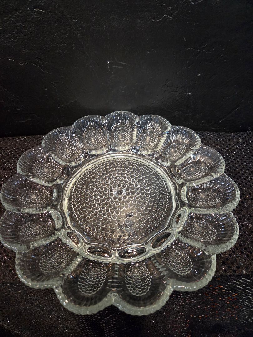 Vintage Indiana Glass Hobnail Deviled Egg Dish