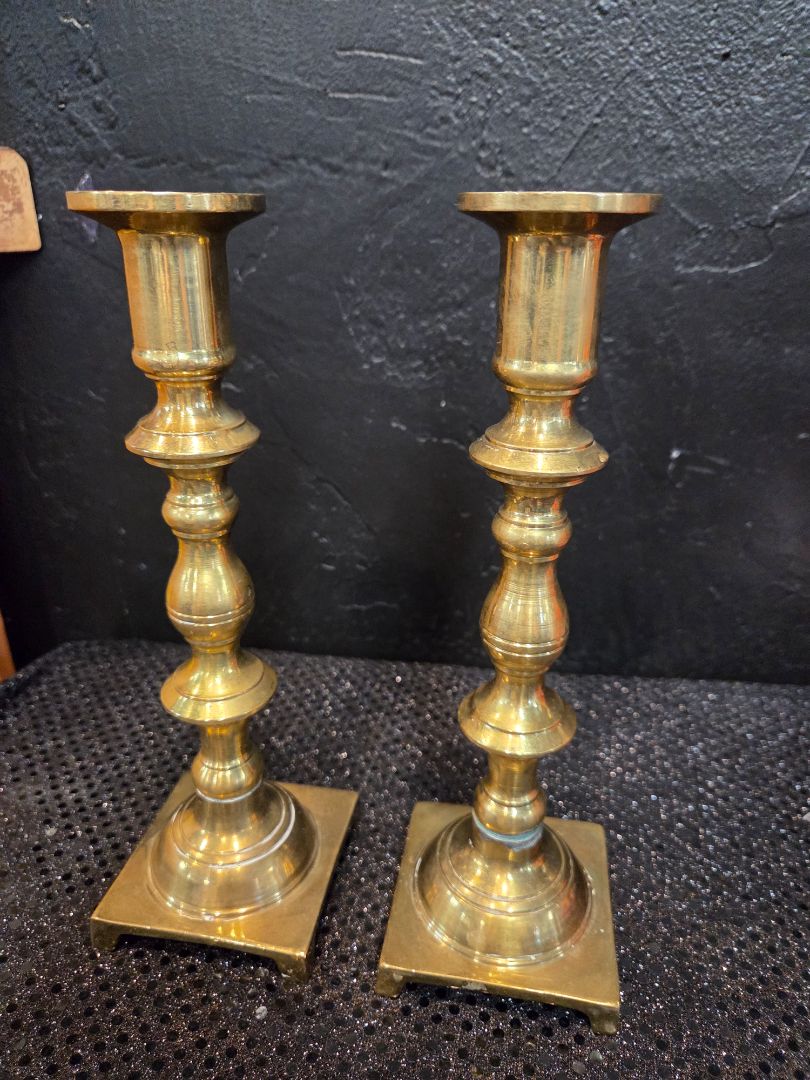 Antique Victorian Brass Candlesticks