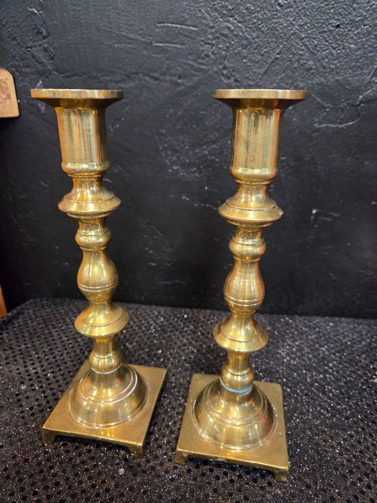 Antique Victorian Brass Candlesticks