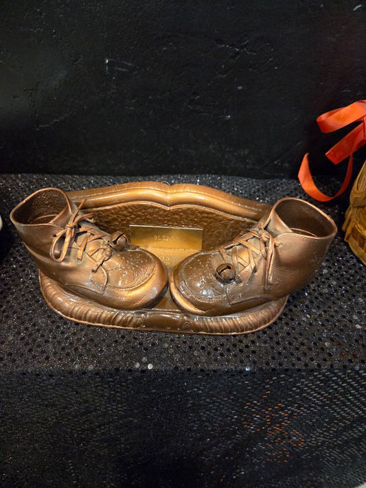 Vintage Bronze Baby Shoes on Shelf