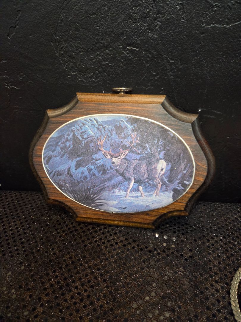 Vintage Dear and Mountain Scene