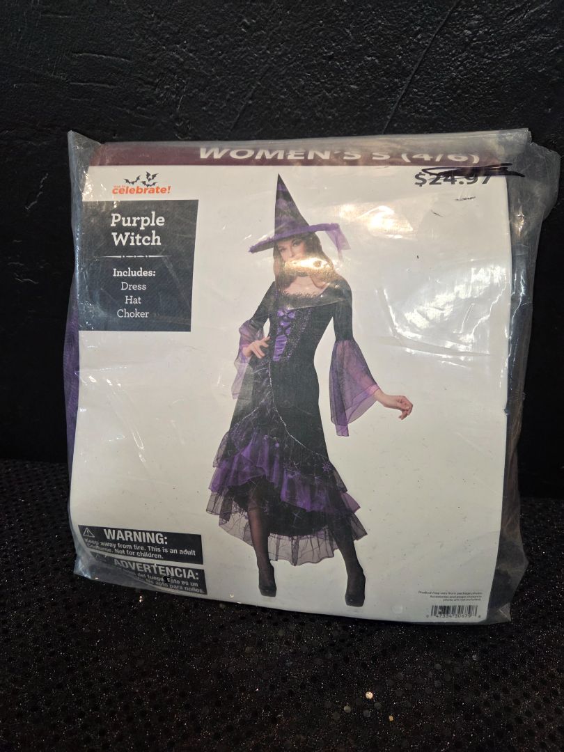 Purple Witch Costume Size S womens 4-6