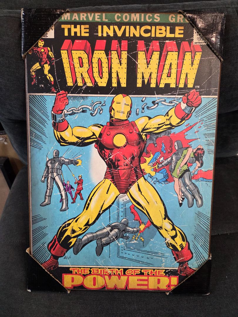 Marvel Comics Cover Invincible Iron Man Wall Art Wood Plaque