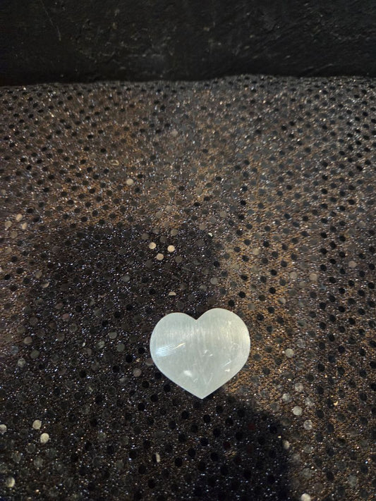 Selenite Heart Palm Stones