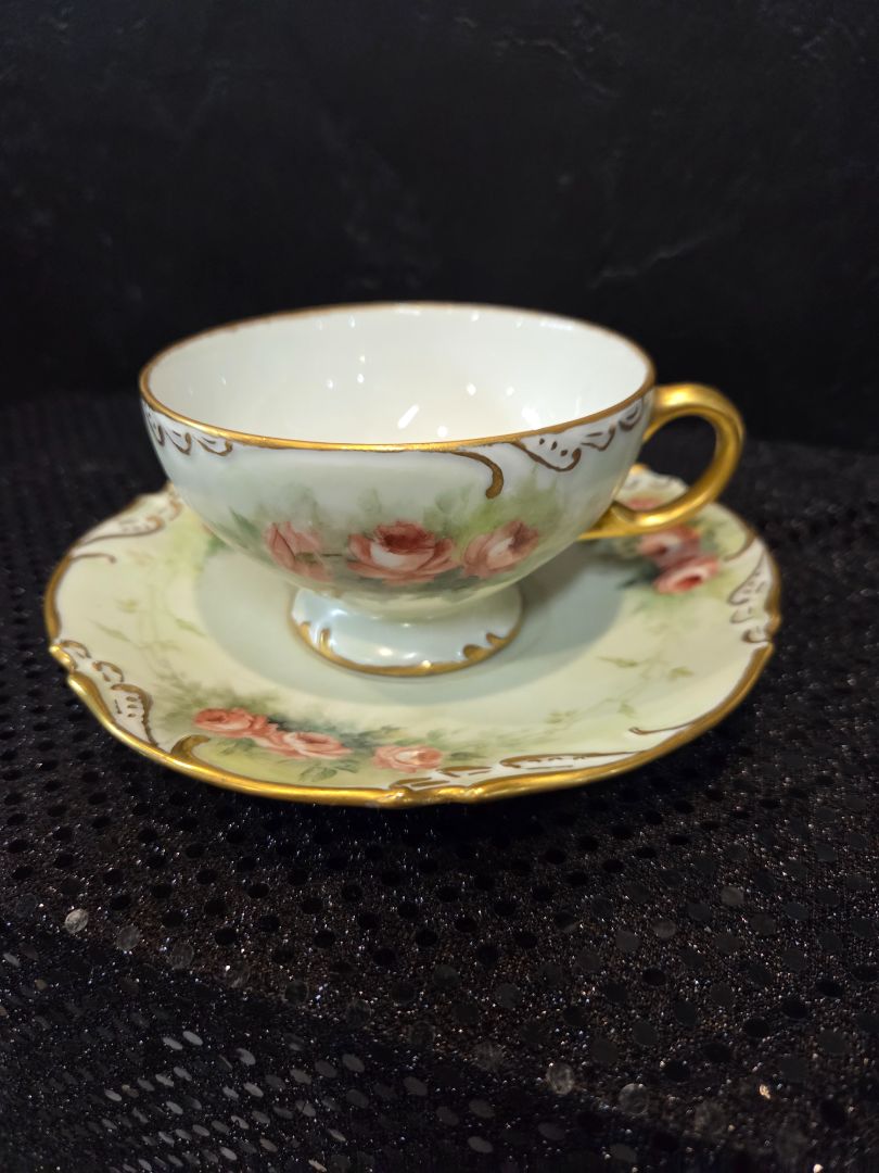 Vintage Hand Painted Teacup and Saucer Victorian Style