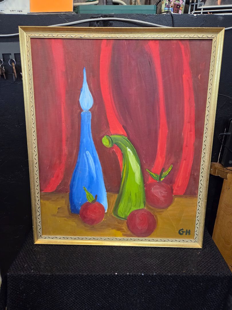 Artisan-Signed GH Contemporary Still Life Oil Painting