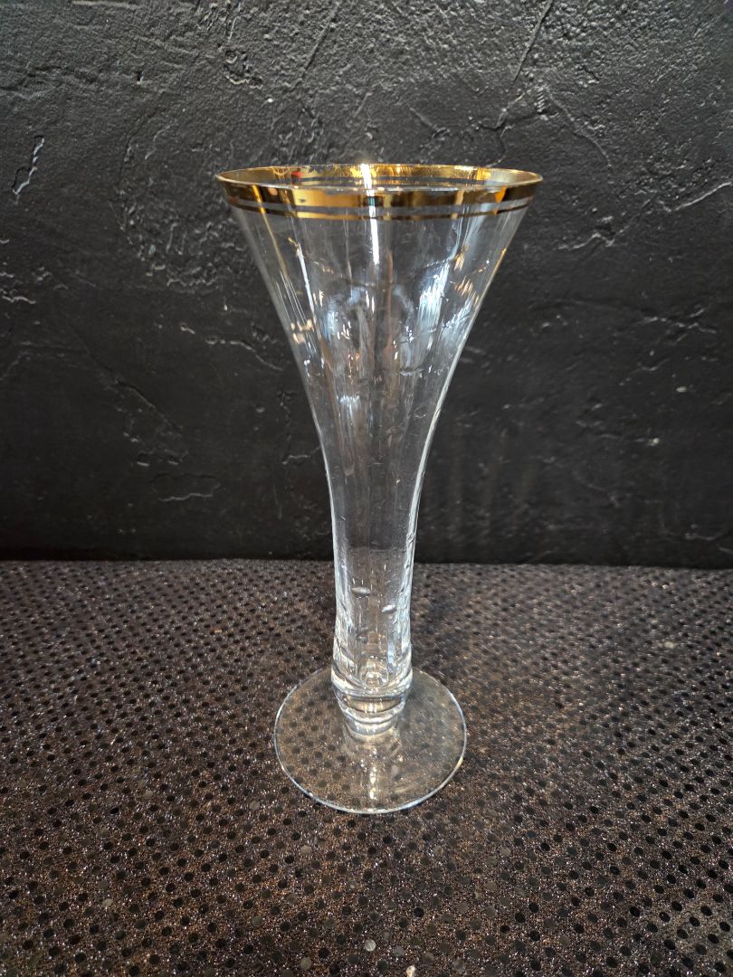 Vintage Mikasa gold Trimmed Ribbed Glass
