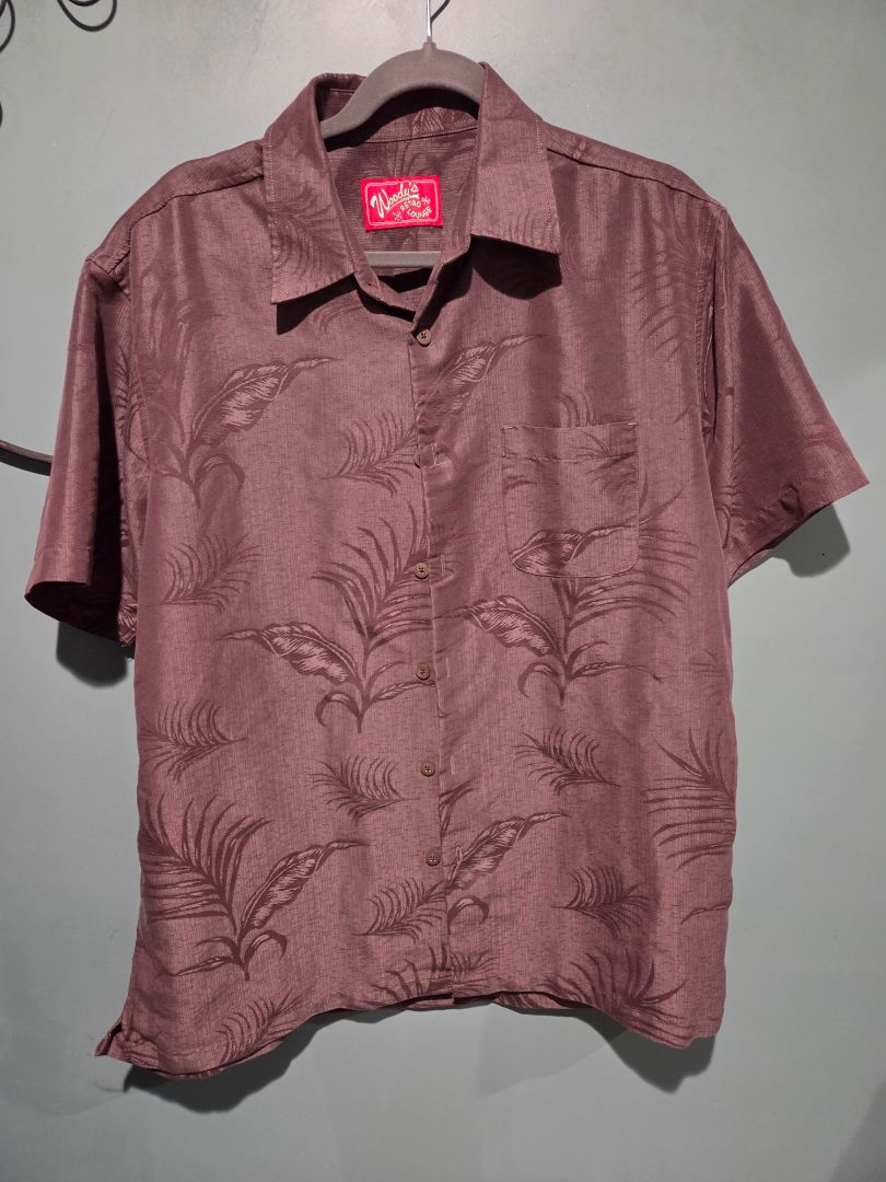Woody's Retro Lounge Jacquard Hawaiian Button Down XL