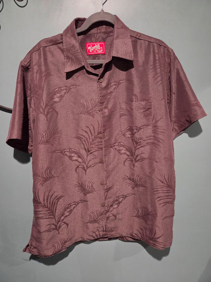 Woody's Retro Lounge Jacquard Hawaiian Button Down XL