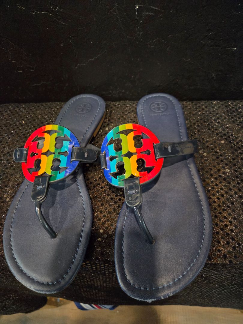 Tory Burch Miler Leather Logo Flat sz 8