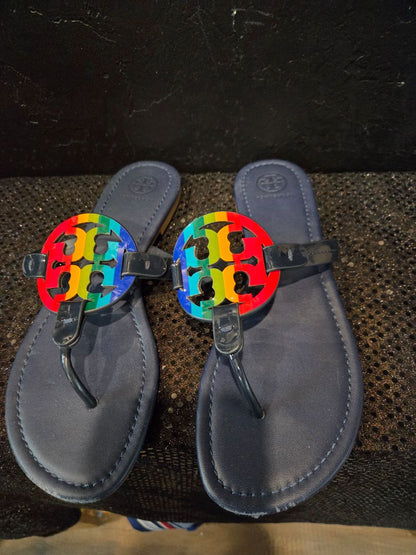 Tory Burch Miler Leather Logo Flat sz 8