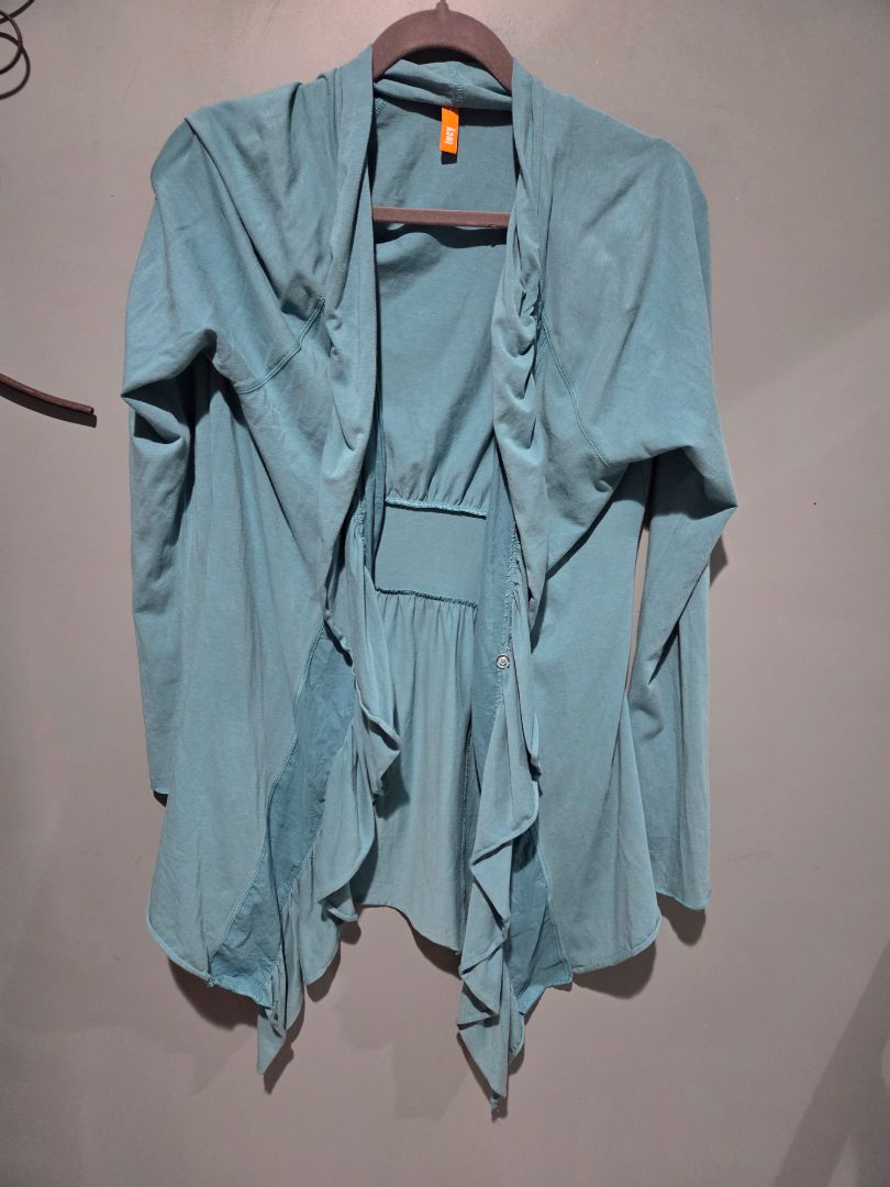Lucy Teal Blue Open Front Cardigan Size Large