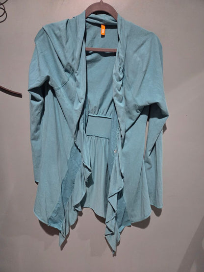 Lucy Teal Blue Open Front Cardigan Size Large